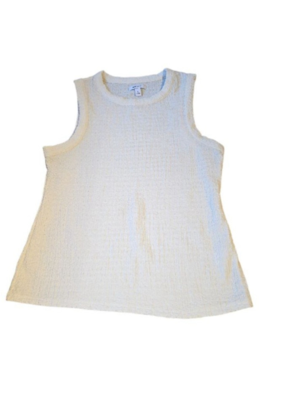 Women's Nine West White Sleeveless Textured Top L Scoop Neck Business Casual